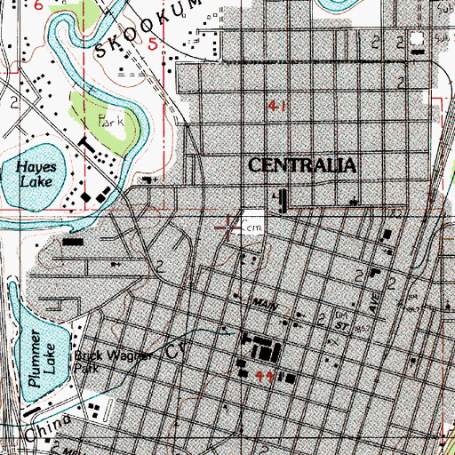 Topographic Map of Washington Lawn Cemetery, WA