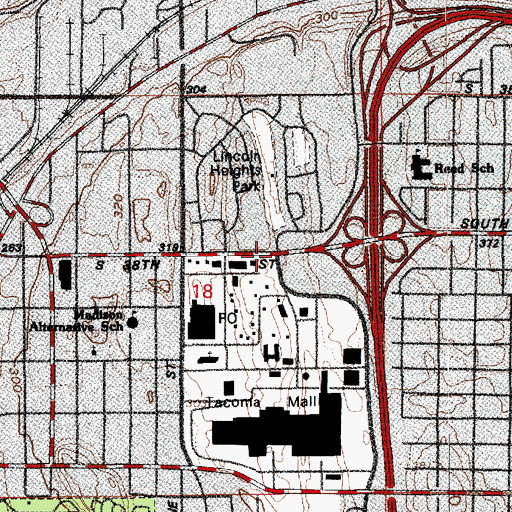 Topographic Map of Lincoln Plaza, WA