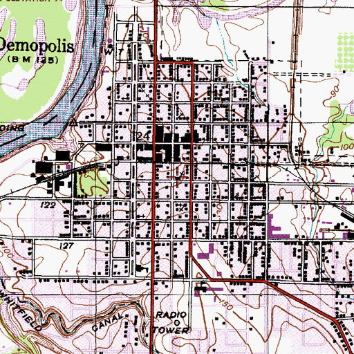 Topographic Map of First Baptist Church, AL