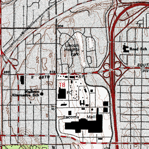 Topographic Map of Rainier Place, WA