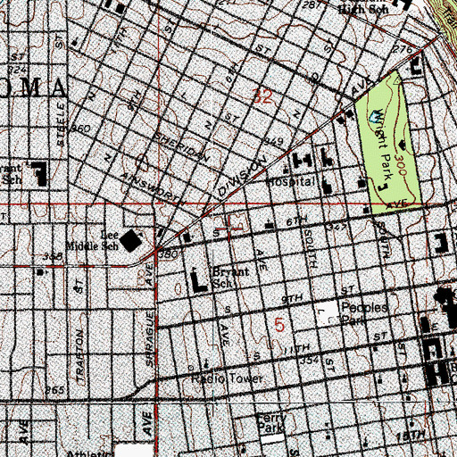 Topographic Map of Sixth Avenue Plaza, WA