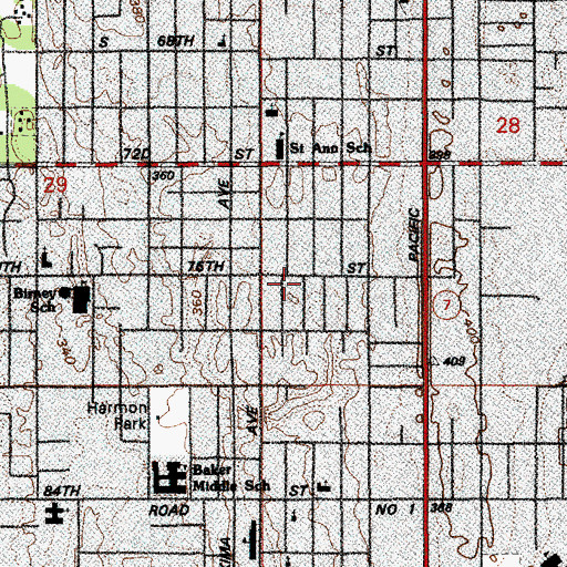 Topographic Map of Tacoma South, WA