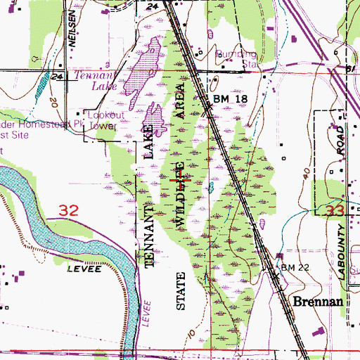 Topographic Map of Tenwent Lake State Wildlife Recreation Area, WA