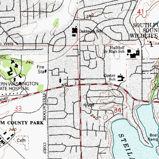 Topographic Map of Thunderbird Shopping Center, WA