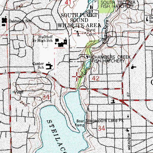 Topographic Map of Steilacoom Creek, WA