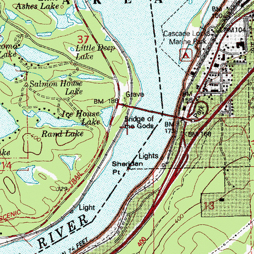 Topographic Map of Bridge of the Gods, WA