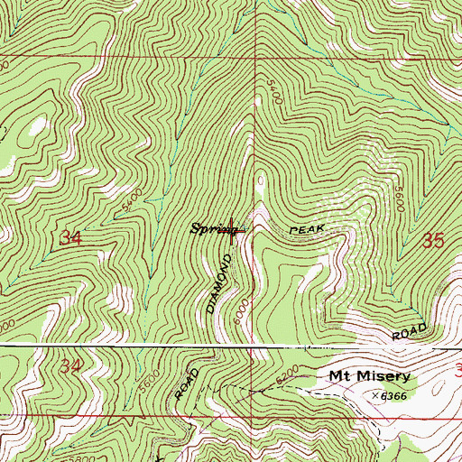 Topographic Map of Misery Spring, WA