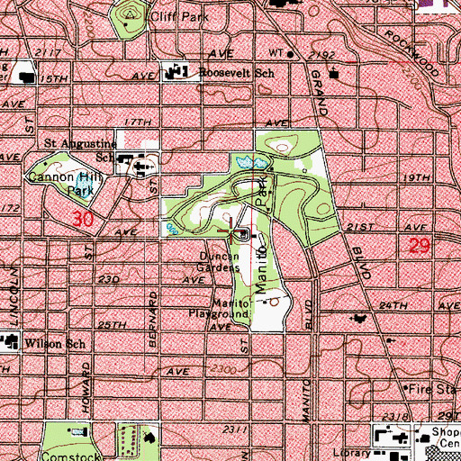 Topographic Map of Manito Park Greenhouse, WA