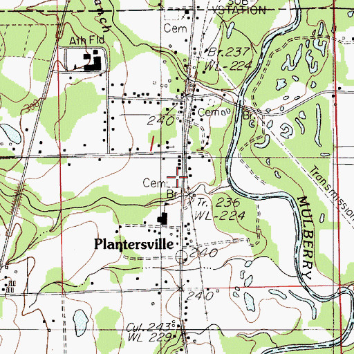 Topographic Map of Plantersville Christian Cemetery, AL