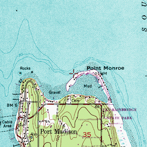 Topographic Map of Hedley Spit, WA