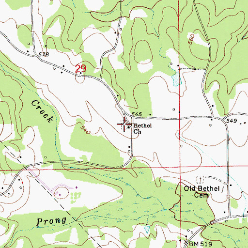 Topographic Map of Bethel Cemetery, AL