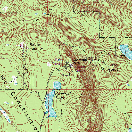Topographic Map of Mount Constitution, WA