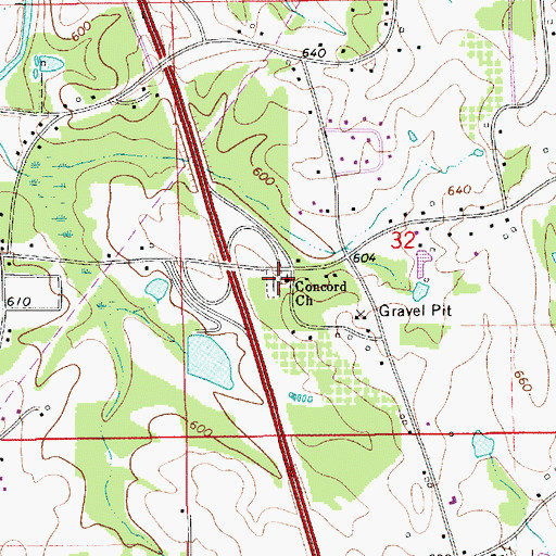 Topographic Map of Concord Cemetery, AL
