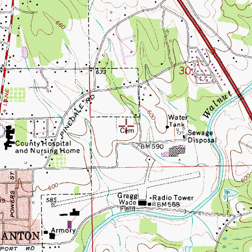 Topographic Map of Chilton County Memorial Gardens, AL