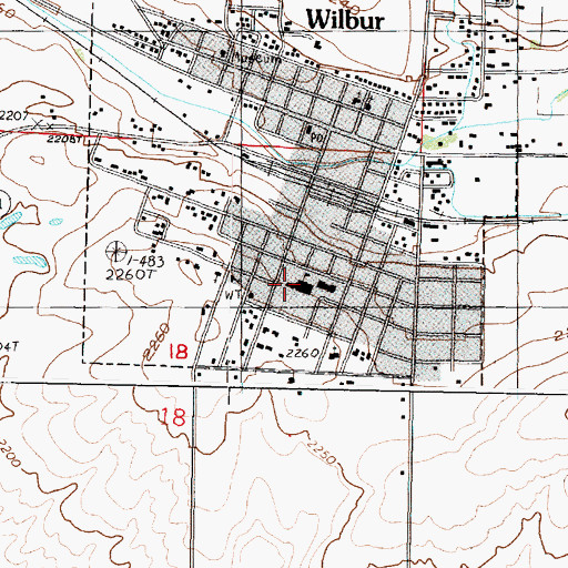 Topographic Map of Wilbur Elementary School, WA