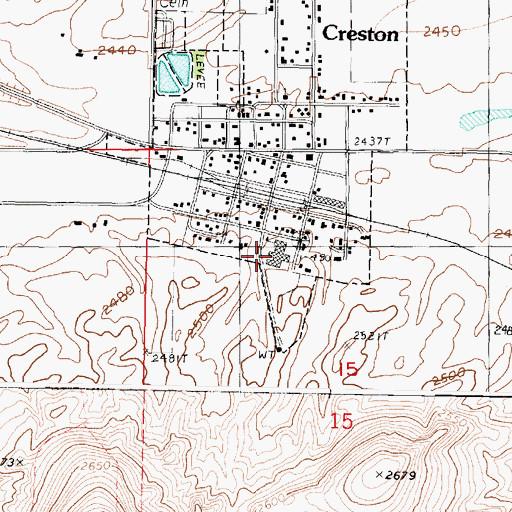 Topographic Map of Creston Junior - Senior High School, WA