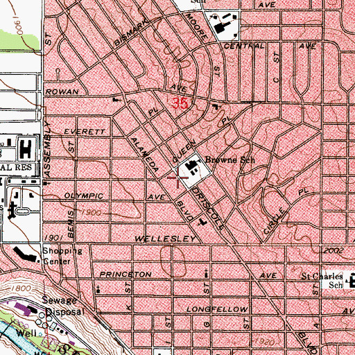 Topographic Map of Browne Elementary School, WA