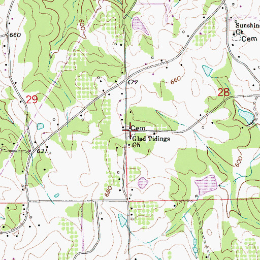 Topographic Map of Glad Tidings Cemetery, AL
