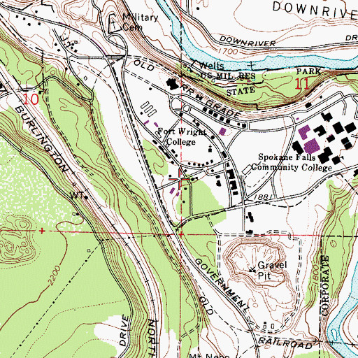 Topographic Map of Spokane Montessori School, WA