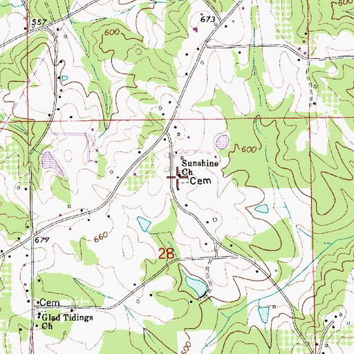 Topographic Map of Sunshine Cemetery, AL