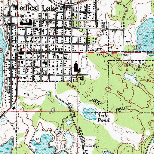 Topographic Map of Medical Lake Elementary School, WA