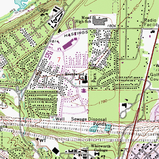 Topographic Map of Brentwood Elementary School, WA
