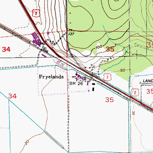 Topographic Map of Woodruff, WA