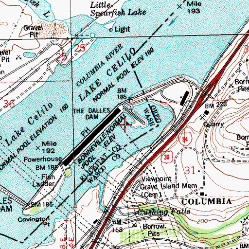 Topographic Map of Memaloose Island, WA