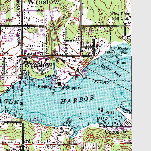 Topographic Map of Hornbecks Spit, WA