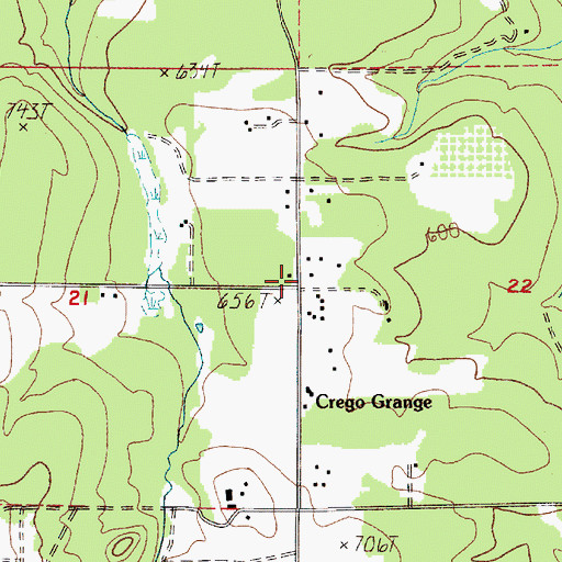 Topographic Map of Crego (historical), WA