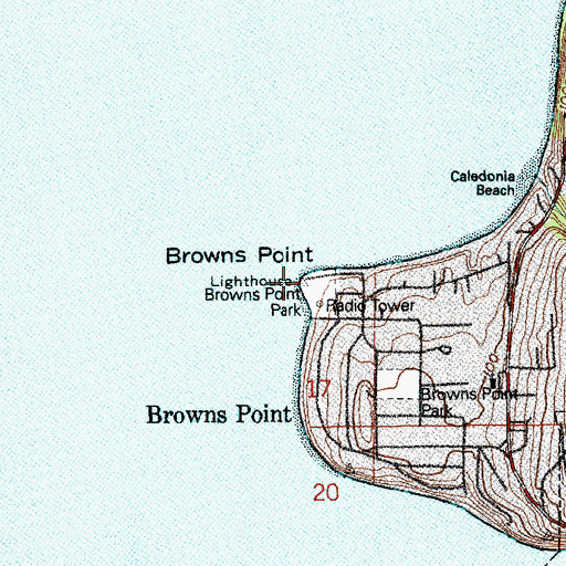 Topographic Map of Browns Point Lighthouse, WA