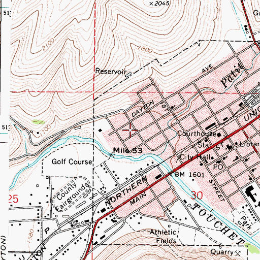 Topographic Map of Dayton Railroad Depot, WA