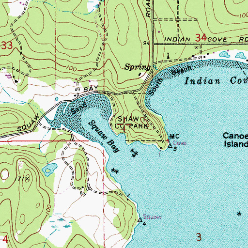 Topographic Map of Shaw Island County Park, WA