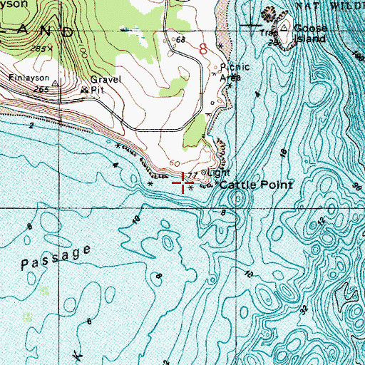 Topographic Map of Cattle Point Light, WA