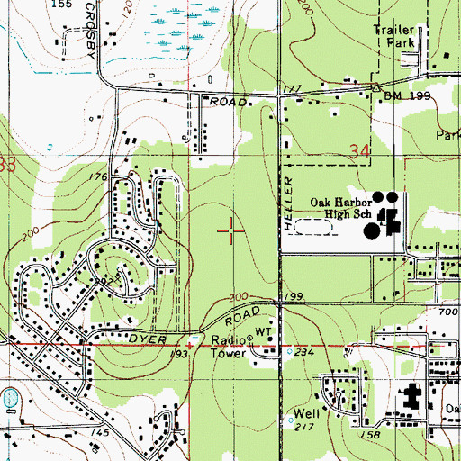 Topographic Map of Hillcrest Elementary School, WA