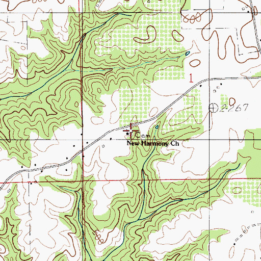 Topographic Map of Antioch Cemetery, AL