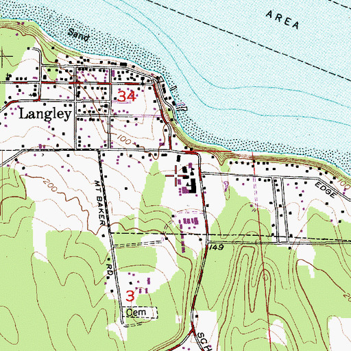 Topographic Map of Langley Middle School, WA