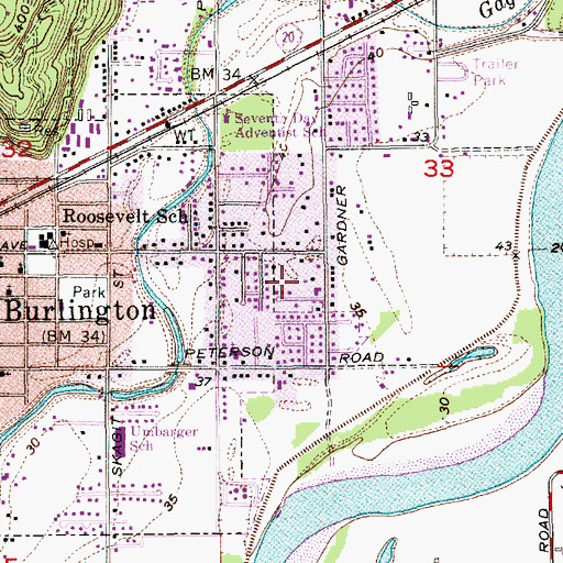 Topographic Map of Burlington Little School, WA