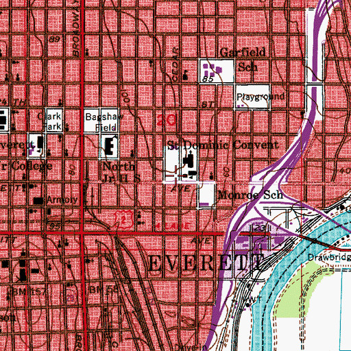 Topographic Map of Holy Cross High School, WA