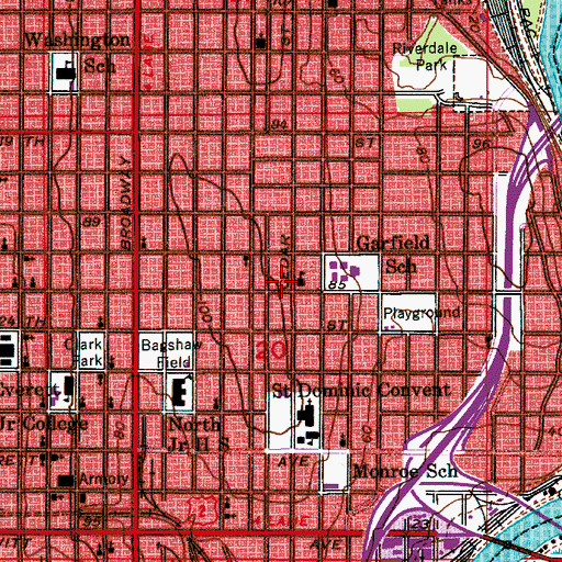 Topographic Map of Everett Christian School, WA