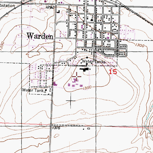 Topographic Map of Warden Elementary School, WA