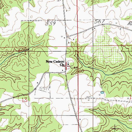 Topographic Map of New Cedron Cemetery, AL