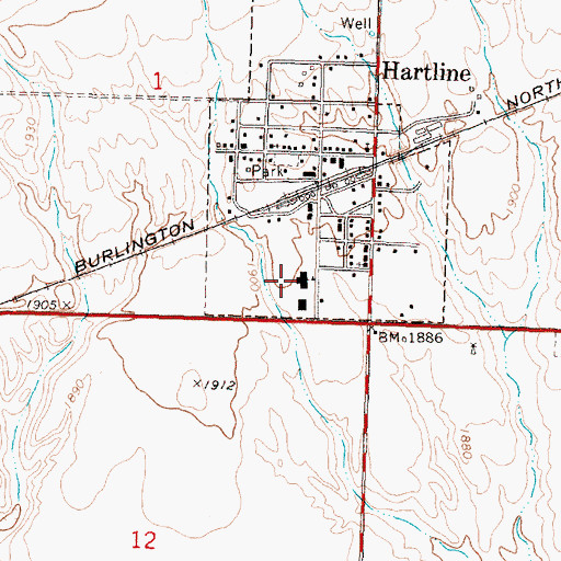 Topographic Map of Coulee-Hartline Junior High School, WA