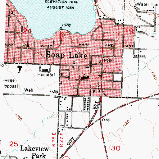 Topographic Map of Delancey-Houghton Elementary School, WA