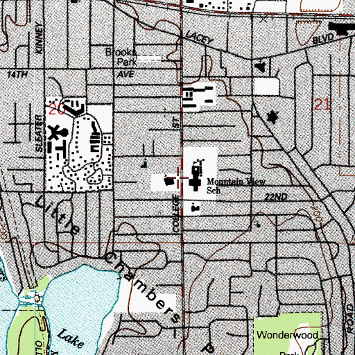 Topographic Map of Mountain View Elementary School, WA