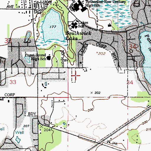 Topographic Map of Puget Sound High School, WA