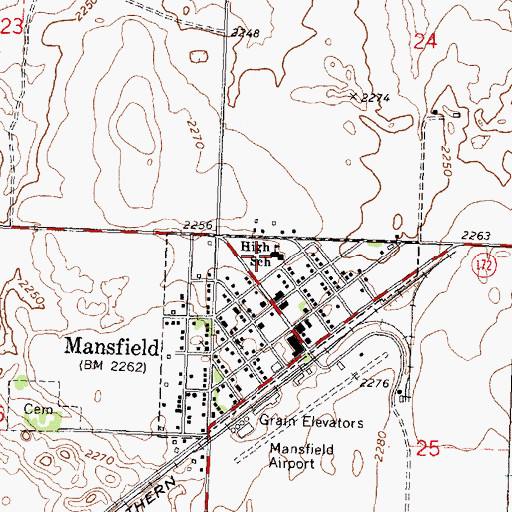Topographic Map of Mansfield Elementary School, WA