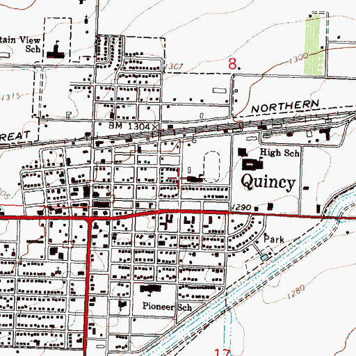 Topographic Map of Quincy Junior High School, WA