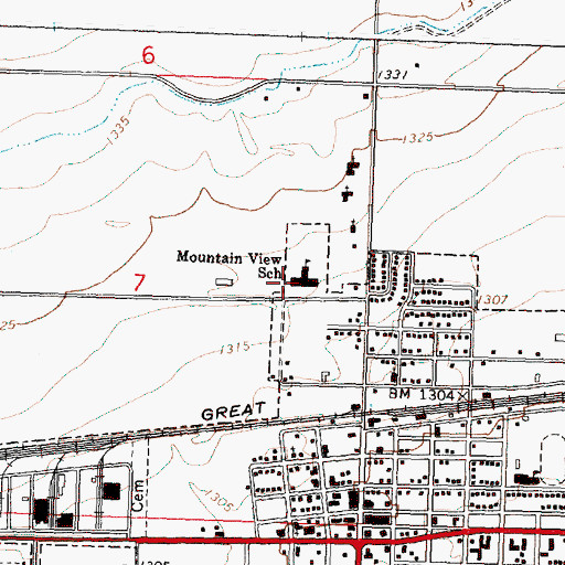 Topographic Map of Mountain View Elementary School, WA
