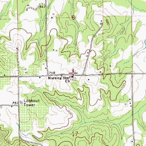 Topographic Map of Peach Cemetery, AL